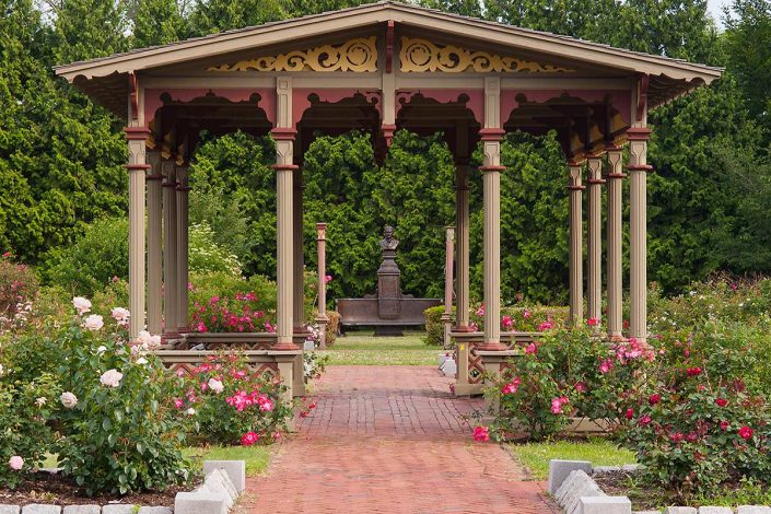 Spring at Roger William Park's victorian rose garden in Providence, RI